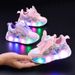 2026 Spring And Autumn New Model Light-Up Princess Butterfly Rotating Buckle Sneakers For Kids, Cartoon LED Glowing_vogvips.com