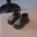 European Warm Series Women's And Men's Winter Fleece-Lined Warm Short Stylish Black Leather Double Cotton Martin Boots Children's Versatile_vogvips.com