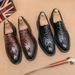 Xiaoxiangying Casual Youth Crocodile Pattern Lace-up Leather 202 Spring Barber Trendy Shoes_vogvips.com
