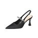 French-style Back-strap Rhinestone Pointed-toe High-heeled Shoes, 2026 New Model, Plus-size Wide-fit Women's Backless_vogvips.com