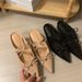 Double Bowknot Mules With 5cm Hidden Wedge For Petite Women, Mary Jane Pointed Toe Patent Leather Half Mules,_vogvips.com