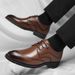 Euro Step Leather Spring New Brogue Business Trendy Men's British Style Pointed Toe Formal Shoes_vogvips.com