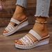 Women's plus Size Hollowed out Wedge Sandals Summer New Style Fabric Color Block Outdoor Wear_vogvips.com