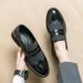 Euro Step Korean Style New British Business Casual Slip-On Brogue Formal Pointed Toe Men's Floral Leather Shoes_vogvips.com
