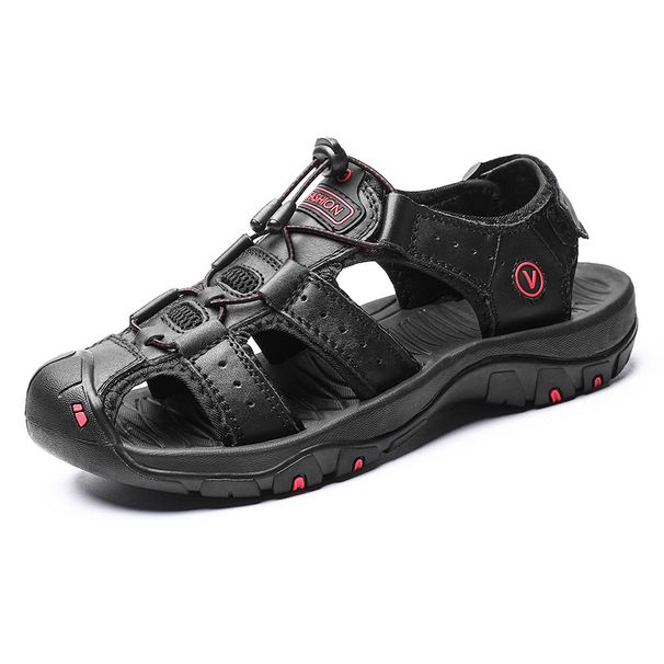 Leopard Summer Baotou Beach Large Casual Shoes Fashion Lightweight Mens Non Slip Sandals_vogvips.com