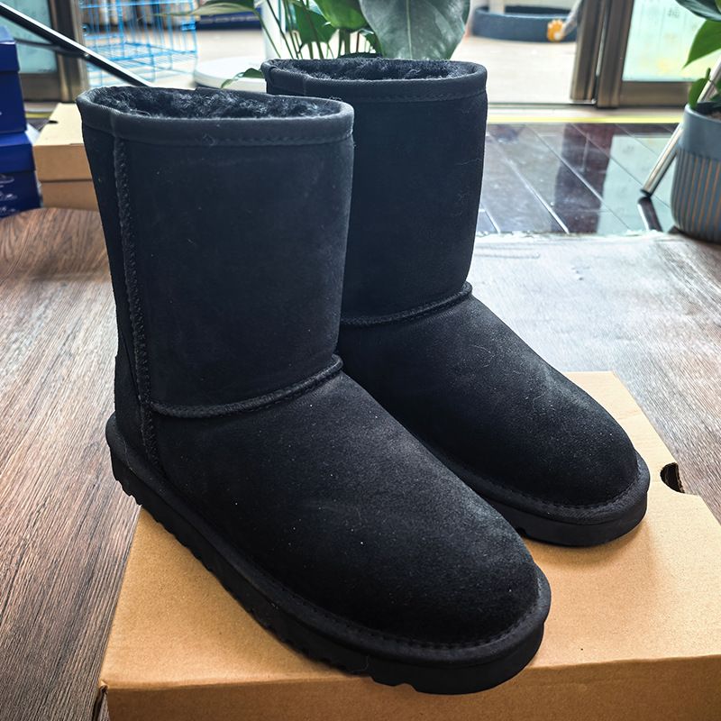 5825 Boots For Women 2025 New Winter Cowhide Shoes Flat Comfortable Warm Snow Cotton Non-Slip Wear-Resistant_vogvips.com