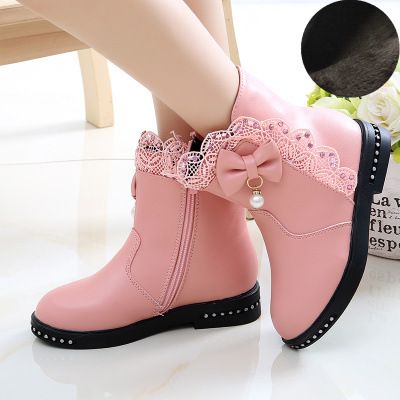 Autumn Winter 2025 New Fashion Korean Style Princess Short Children's Snow Girls' Fleece-Lined Mid-Calf Boots_vogvips.com