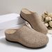 Women's Thick Soled Slip-On Embroidered Slippers Autumn New Style plus Size Closed Toe Lazy Wedge Heel Half Slippers_vogvips.com