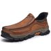 Autumn Winter New Men's Leather Slip-On Flash Wear Thick Sole Wear-Resistant Lightweight Loafers Casual Shoes_vogvips.com