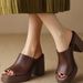 Women's High Heeled Sandals Chunky Heel Versatile Platform Waterproof Slip on Summer 2026 New Style Half Slippers_vogvips.com