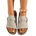 Cross-border Foreign Trade Large-size Vintage Women's Summer Outdoor New Frosted Flat Sandals_vogvips.com