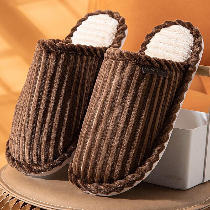 Winter Women, Non-Slip Thick Sole, 2024 New Plush Couple Home Warm Indoor Cotton Slippers For Men_vogvips.com