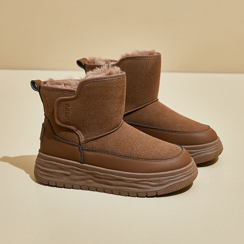 Fleece-Lined High-Top Snow Boots For Women 2025 Winter New Style Student Ins Korean Version Warm Casual Cotton Shoes_vogvips.com