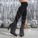 Elegant Pointed Toe Over The Knee Boots With Rhinestones - Stretchy High Heel Fashion Boots For Women, Nightclub & Runway_vogvips.com