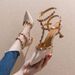 Rivet High-heeled Shoes, Fairy-style Summer New Elegant Pointed-toe Sandals For Women, With Thin Heels And Rivets,_vogvips.com