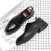 Euro Step Men's Leather Korean Style Trendy British Business Formal Pointed Brogue Wedding Breathable Casual Shoes Men 18568-G_vogvips.com