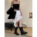 Women Boxing Boots 2025 Autumn Winter New Dark Style Belt Buckle Motorcycle Boxing Thick Sole Mid-Calf Riding Boots For Women_vogvips.com