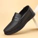 Men’s Pebble Grain Leather Penny Loafers, Slip-On Non-Slip Casual Walking Shoes_vogvips.com