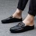 2023 Spring Summer New Breathable Slip-On Lazy Backless Loafers Casual Leather Shoes Cool Half Slippers_vogvips.com