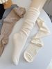 Stockings Woman Summer Thin Solid Color Mid-Calf Soft Breathable Loose Costum Sweet Balle Girls White Socks Puff_vogvips.com