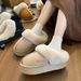 Women's Thick-Soled Suede Cotton Internet Celebrity Style, Forest-Style Furry Winter Warm Indoor Home Slippers, Outdoor_vogvips.com