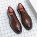 Euro Step New Brogue Business Casual Leather Shoes For Men, Large Size Slip-On Loafers_vogvips.com