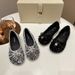French Retro Silver Bow Fairy Shoes Square Head Flat Bottom Soft Sole Sequined Single Shoes Female_vogvips.com