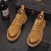 Short Boots Men's Retro Martin Boots Lace-Up Men's Boots Short Casual Youth Thick-soled Tide Boots_vogvips.com