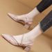 Peep-toe Strap Sandals Chunky Heels, Fairy Style, 2026 Summer Collection, Mesh With Rhinestones, Genuine Leather, French_vogvips.com