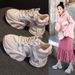 Thick-soled Transparent Mesh And Double-layer Mesh Heightening Dad Shoes Casual Versatile Style Small Women's Shoes_vogvips.com