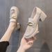 New Women's Shoes With Chunky Heels, Summer Breathable Thin Thick-soled Slip-on Loafers, Popular Online, In Beige And_vogvips.com
