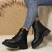 Women's Winter Faux Fur Lined Chunky Heel Martin Boots - Round Toe, Side Zipper, Comfortable & Stylish_vogvips.com