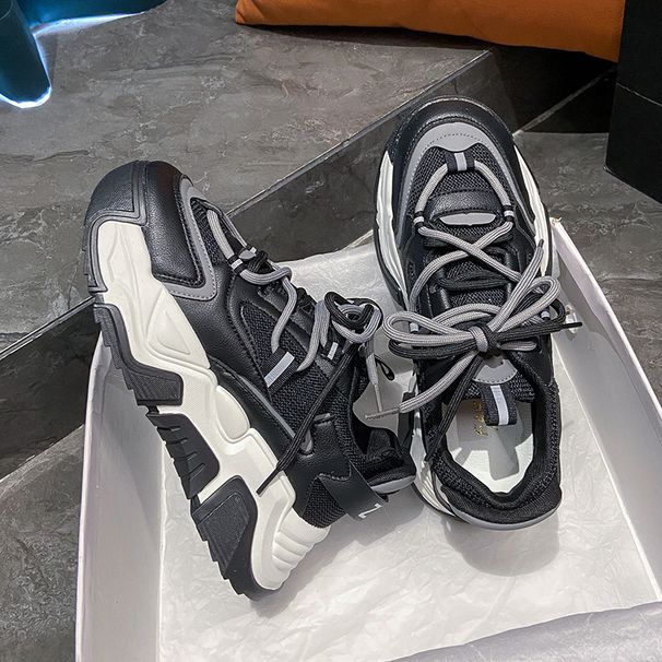 New Breathable Height Increasing Sports Shoes Student Fashion Thick Sole Daddy Shoes Women's Casual Running Shoes K903_vogvips.com