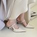 Summer New White Pointed-toe Thong Sandals With Buckle Strap And Stiletto Heel - Comfortable Everyday Wear For Women_vogvips.com