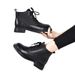 Martin Flat Genuine Soft Sole Short Spring Autumn Single British Style Round Toe Ankle Boots Fleece-Lined Women's_vogvips.com