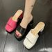 2025 Summer New Women's Square-Toed Open-Toed Solid Color Candy-Colored Chunky Mid-Heel Fashionable One-Strap Sandals_vogvips.com