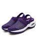Plus Size Women's Summer Style Mesh Mesh Slip Ons Rocking Mom Half Cup Sandals Reversible_vogvips.com