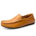 Men's Low-top Solid Color Slip-on Driving Trendy Fashion Korean Version Versatile Handmade Leather Shoes_vogvips.com