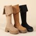Fall/Winter New Over-the-Knee Boots Slim-Fit Suede Women's Style Long-Legged Chunky-Heeled Boots_vogvips.com