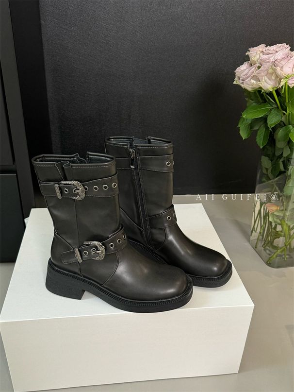 Ali Guifei Brown Thick Heel Knight 2025 Autumn And Winter New Maillard Western Cowboy Boots Women_vogvips.com