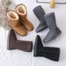 Autumn And Winter Long Snow Boots For Women Thick Bottom Flat Heel Sheepskin Fur One Piece High Top Plus Velvet Thick Warm Cotton Boots Winter Boots_vogvips.com