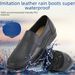 Spring and autumn rain shoes Business black leather waterproof shoes PVC plastic anti-slip work rubber shoes classic kitchen shoes 1218_vogvips.com
