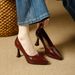 Comfortable Waterproof Platform Stiletto High Heels, 2026 Spring New French Style Soft Leather Pointed Toe Slip-on Shallow Shoes_vogvips.com