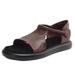 Genuine Soft Leather Sandals For Women, 2026 Summer New Style, Flat-soled, Velcro Closure, Casual Open-toe Soft-soled_vogvips.com