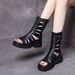 DRKANOL Brand 2026 Open Toe Genuine Leather Back Zipper Wedges Platform Gladiator Sandals Women Summer Cool Boots_vogvips.com