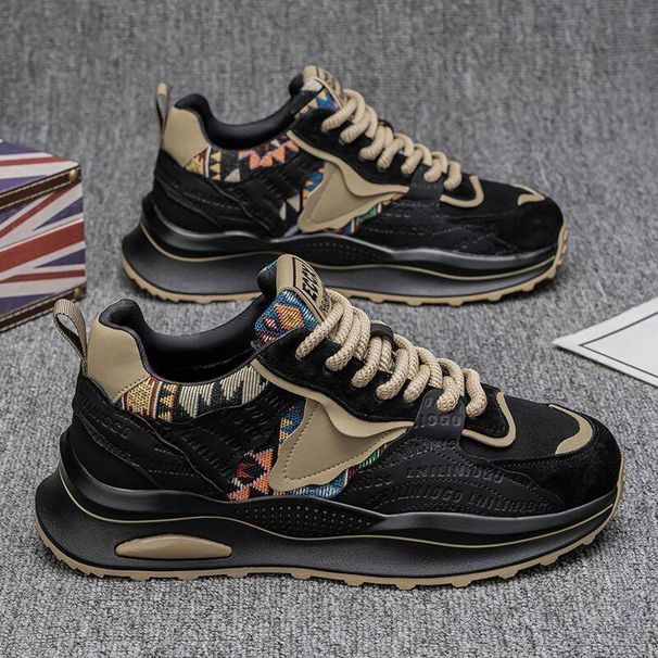 European Men's Shoes 2025 Autumn New Leather Sports Running Casual Height-increasing Thick-soled Dad Sneakers_vogvips.com