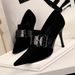 955-12 Style Women's Shoes High Heels, Suede, Sexy Nightclub, Slimming Snake Pattern, One Line With Belt Buckle, Deep_vogvips.com