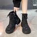 Gypsophila Rhinestone Martin For Women 2023 Autumn Winter New Low-Cut Round Toe Chunky Heel Lace-Up Outdoor Boots_vogvips.com