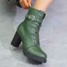 Cross-Border Autumn Winter New High Short Large Size Belt Buckle European American Side Zipper Thick Heel Women Martin_vogvips.com