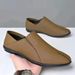 Plus Size Leather New Men's Slip-On Loafers Breathable Casual Sole Soft Surface Lazy Driving White Shoes_vogvips.com